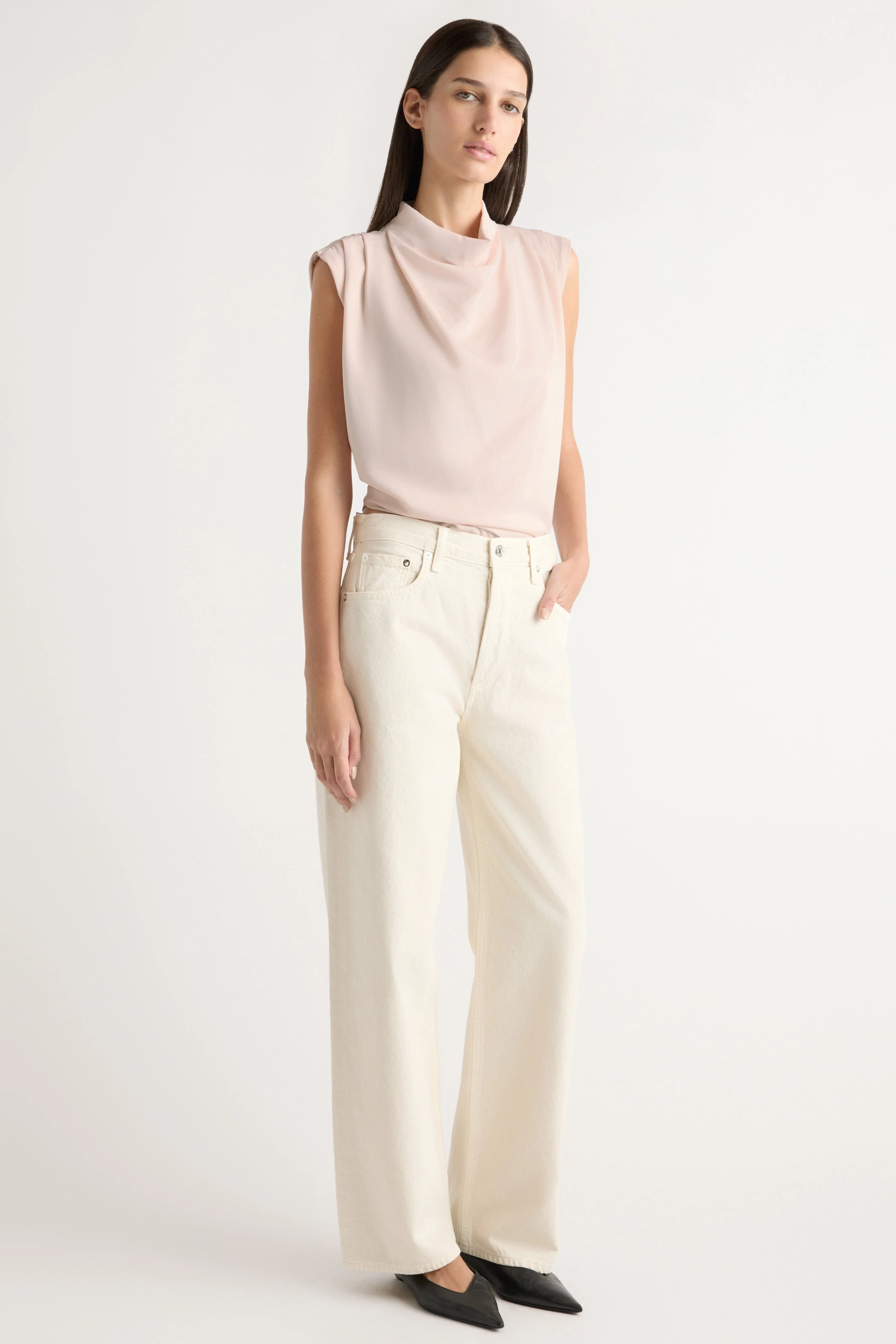 Allegra Gathered-Neck Sleeveless Blouse - Image 3