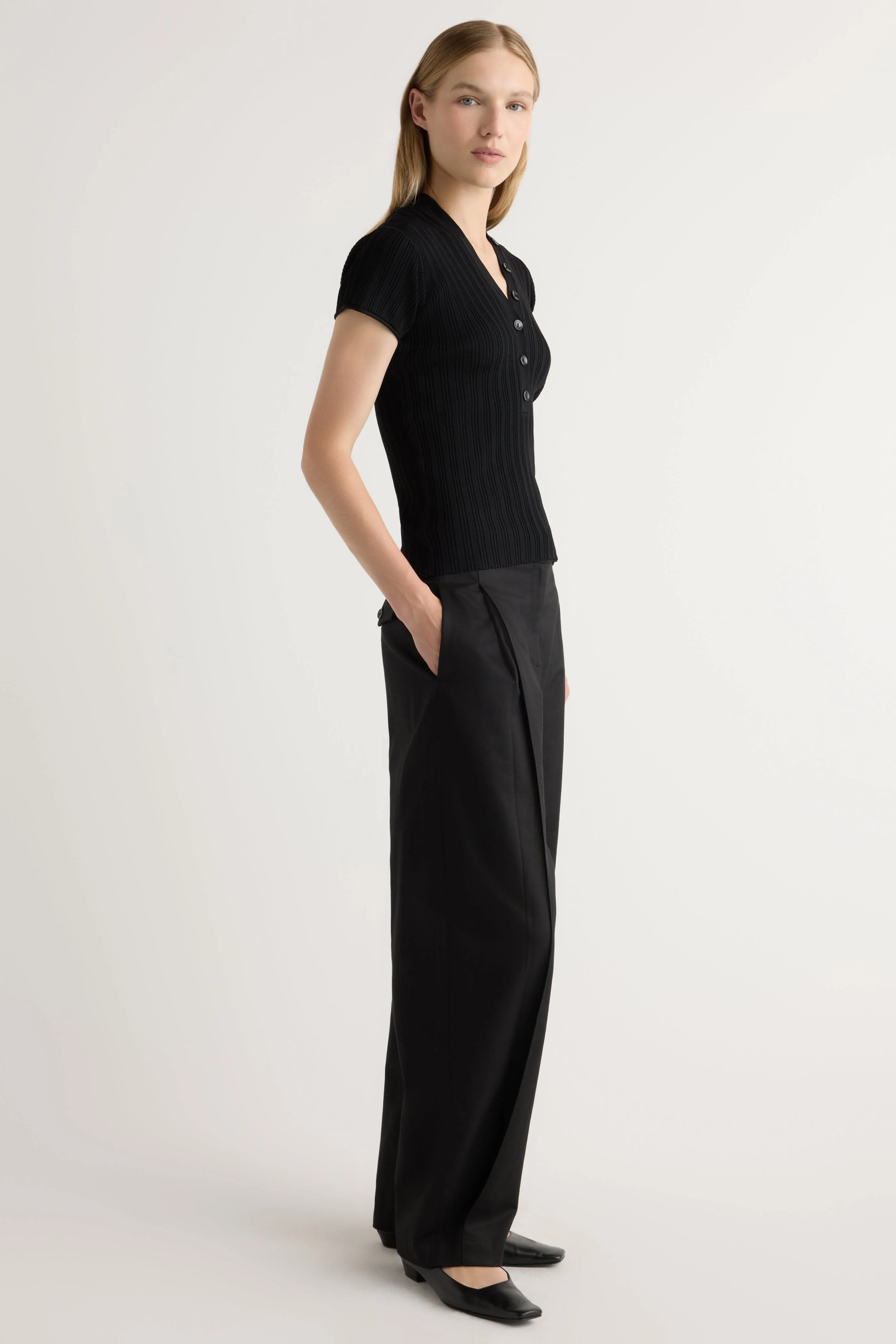 Jeni Button V-Neck Sweater Top - Image 5